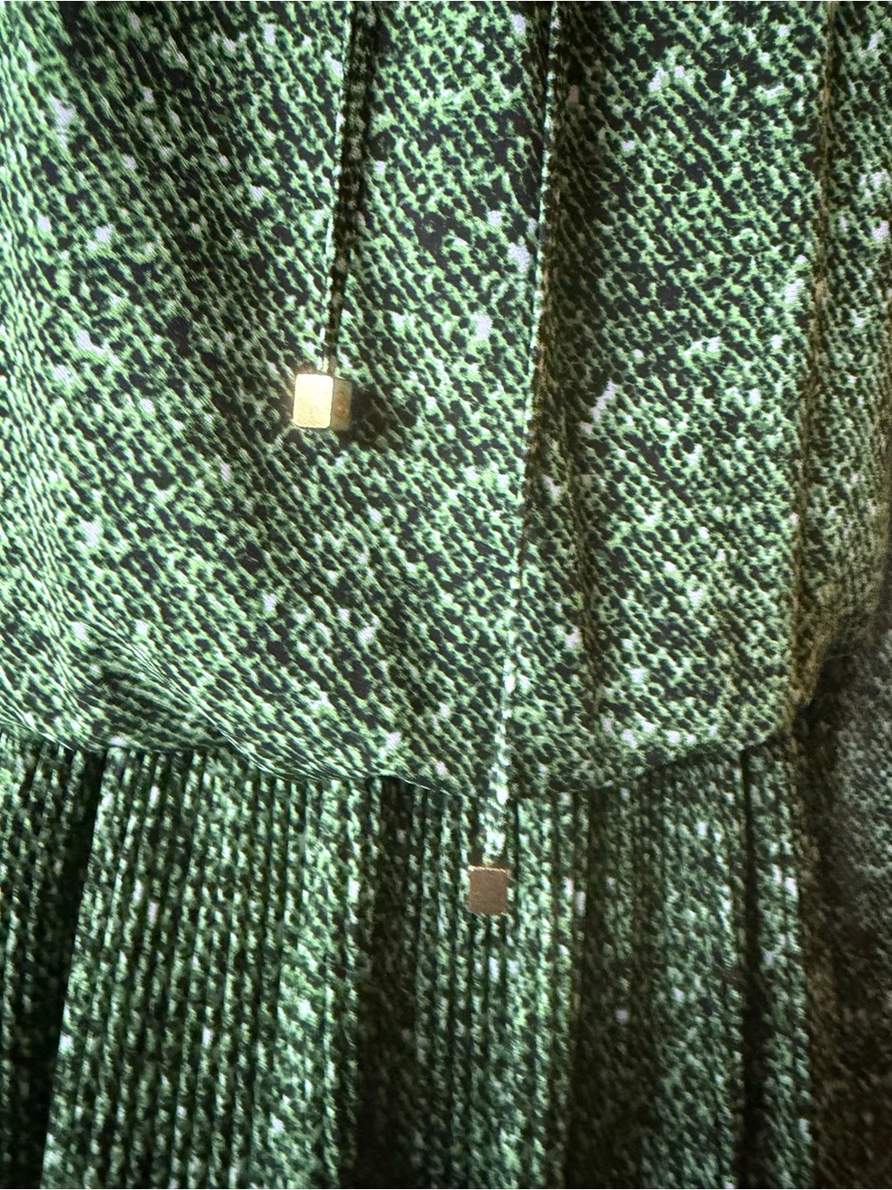 Michael Kors Green Long-Sleeve Pleated Halter Dress - Picture 2 of 6